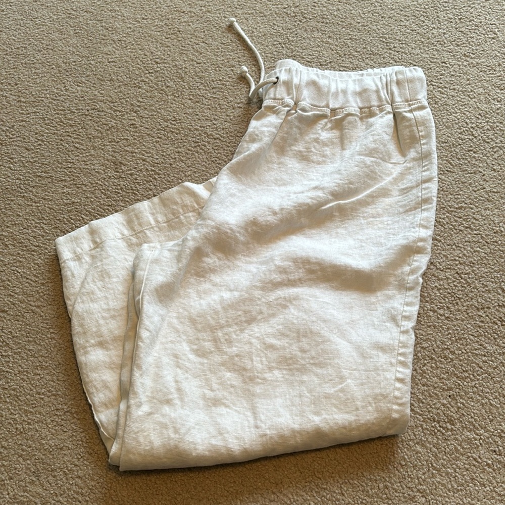 White linen pants